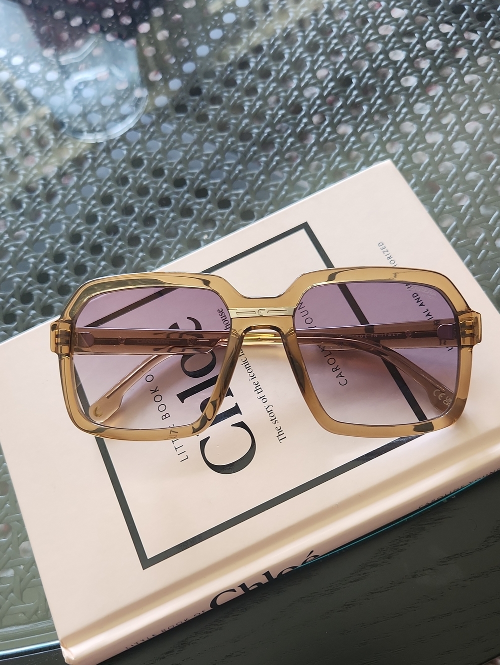 Carrera Amber Square Sunglasses with Purple Lenses